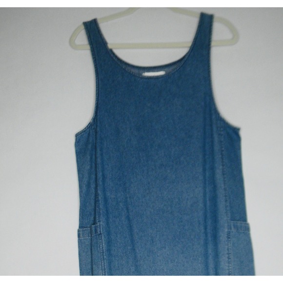 Vtg 90s Giorgio Sant'Angelo Denim Maxi Dress Sleeveless 100% Cotton Womens 10 - Picture 1 of 8
